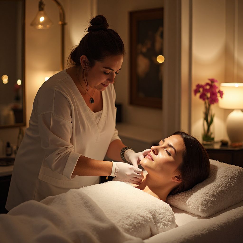 Professional beautician providing treatment